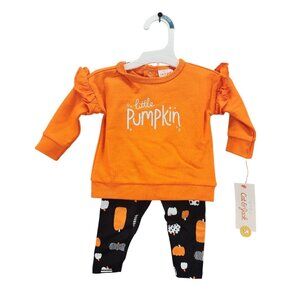 Girls Cat & Jack Little Pumpkin Sweatshirt & Legging Set Halloween 0-3 Months